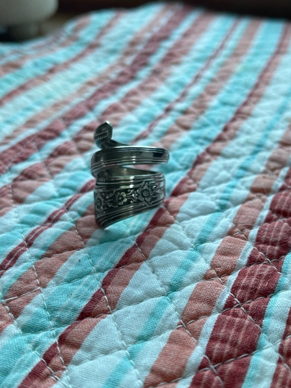 Sterling Silver Floral Wrap spoon Ring - Silver